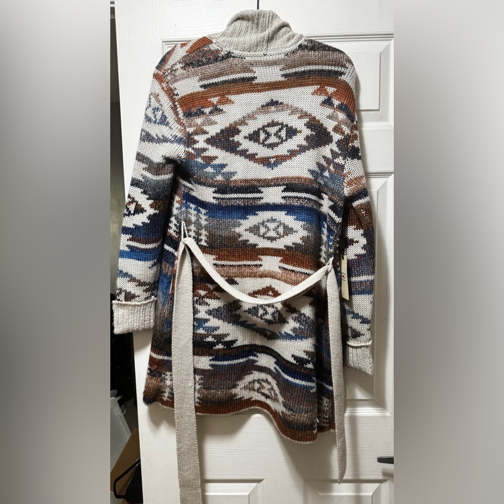 Idyllwind Multicolor Knit Open-Front Cardigan - Blue, Brown, Cream - Picture 9 of 13